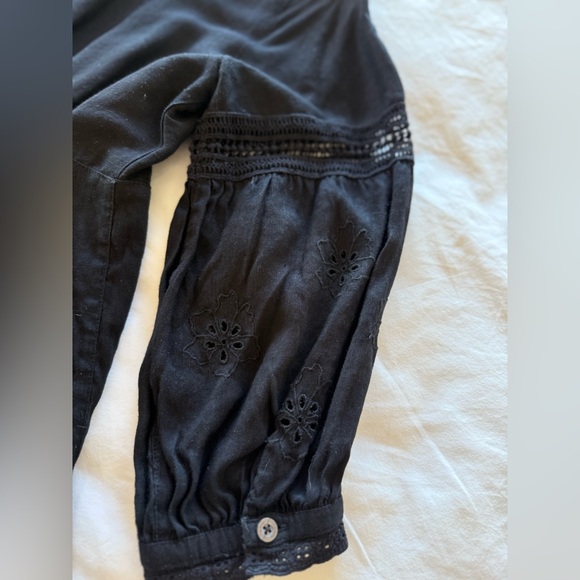 Tommy Bahama St.Lucia Linen Blend Soft Black Eyelet Dress- Small - Picture 3 of 6